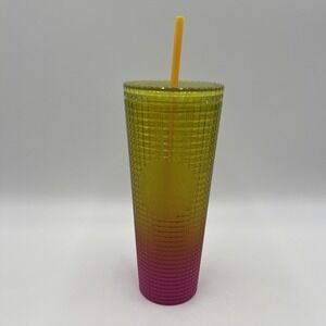 ⭐️NEW Starbucks Summer 2022 🍋 Yellow &‎ Pink Ombre 24oz Venti Tumbler Cup